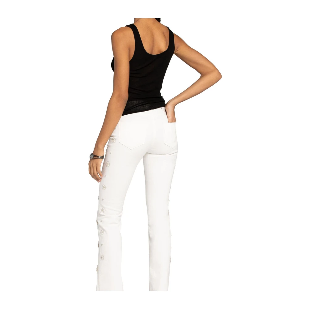 Roberto Cavalli Versierde kraal jeans met middelhoge taille White Dames