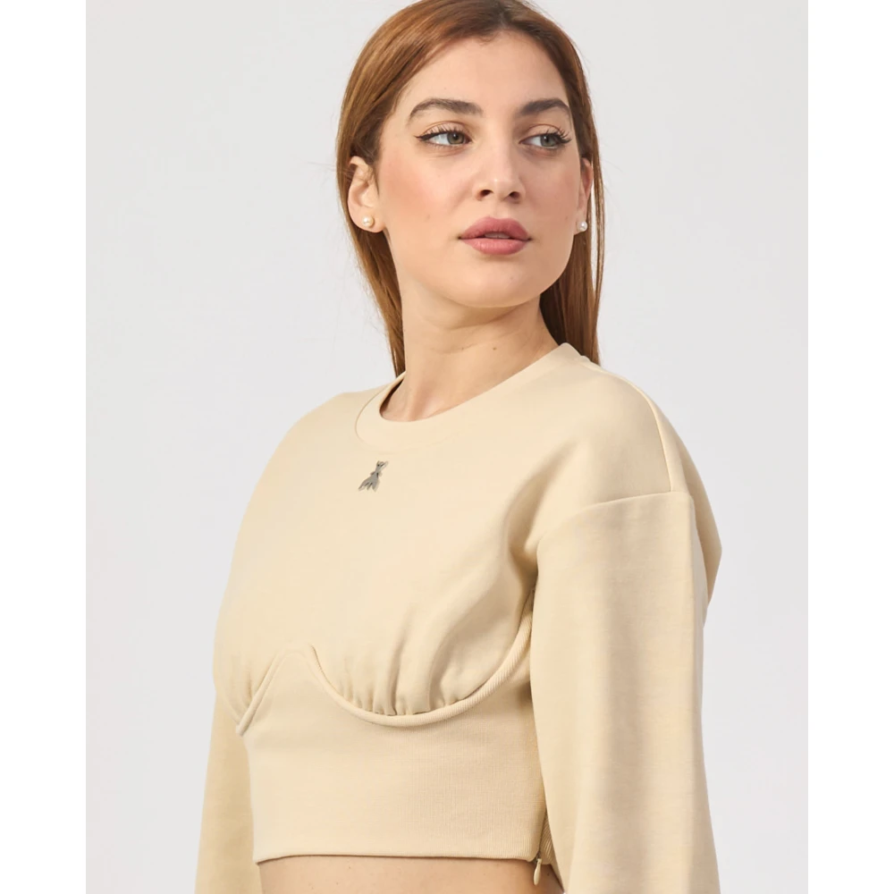 PATRIZIA PEPE Beige Sweater met Onderborst Draad Beige Dames