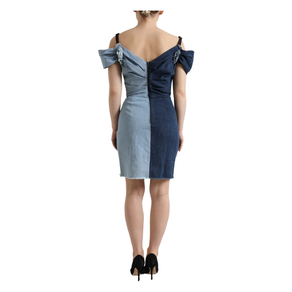 Dolce & Gabbana Blauwe tweedelige elegante kokerjurk Blue Dames