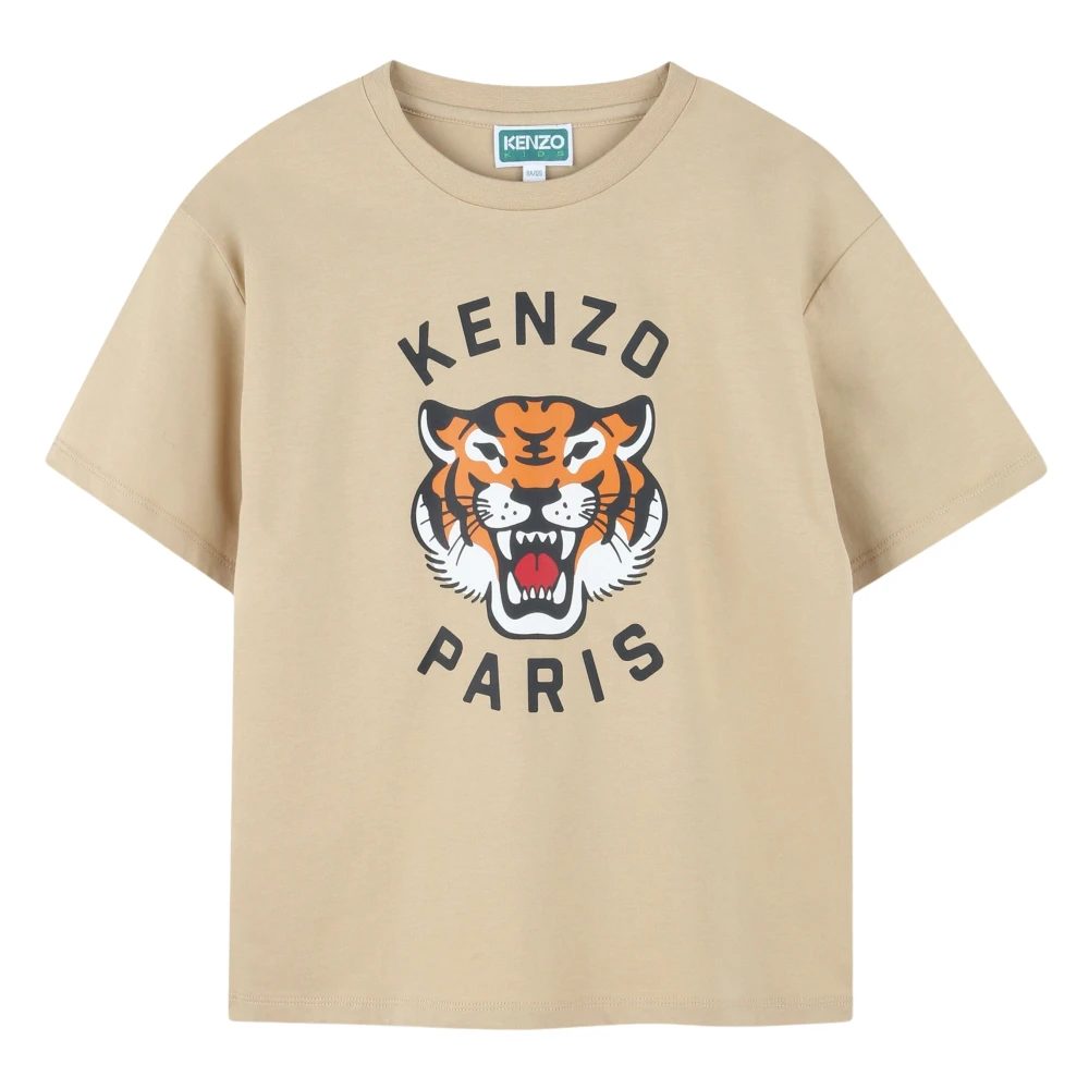 Kenzo Unisex Kids Beige Kids Short Sleeve T-Shirts, 14 Y, Lucky Tiger T-Shirt