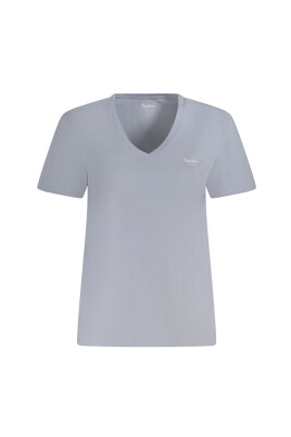 ljusbla-bomull-v-ringad-t-shirt