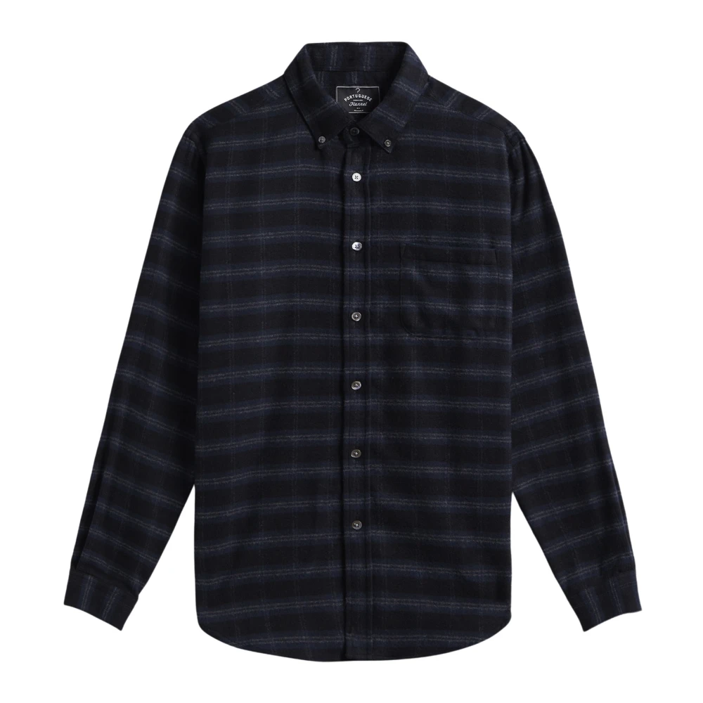 Portuguese Flannel Abstract Geruite Flanellen Overhemd Blue Heren