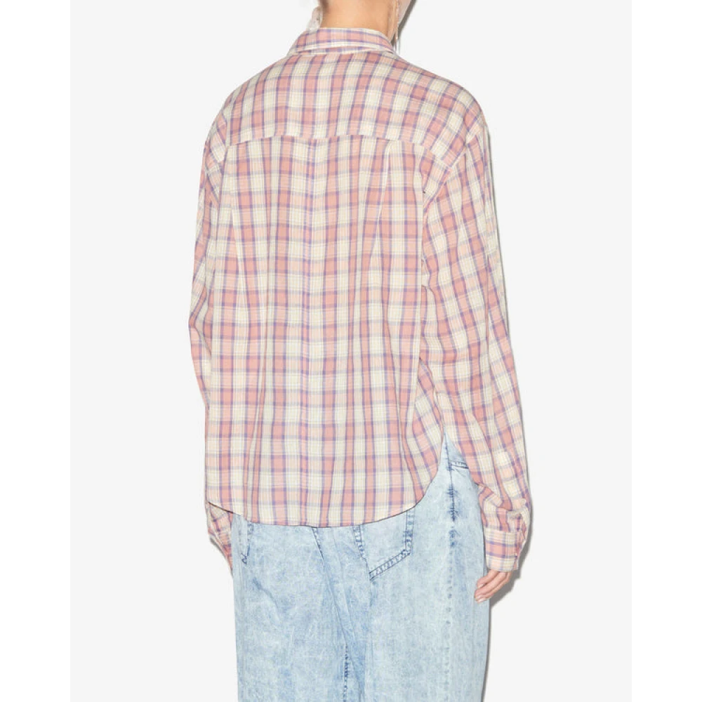 Isabel Marant Étoile Geruite Katoenen Knoopshirt Pink Dames