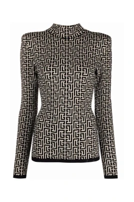 Monogram Mock Neck Långärmad Klänning