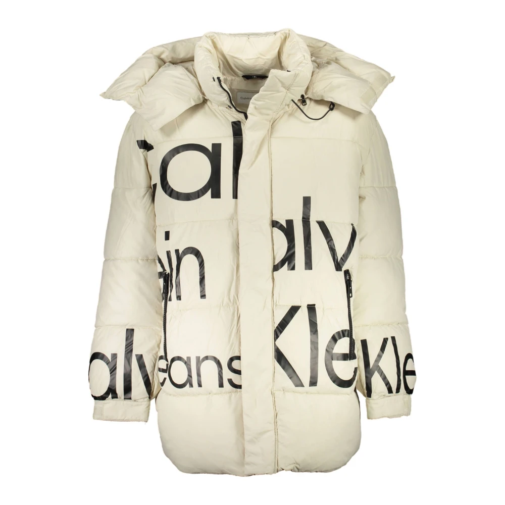 Calvin Klein Men's Beige Polyester Jacket With Removable Hood