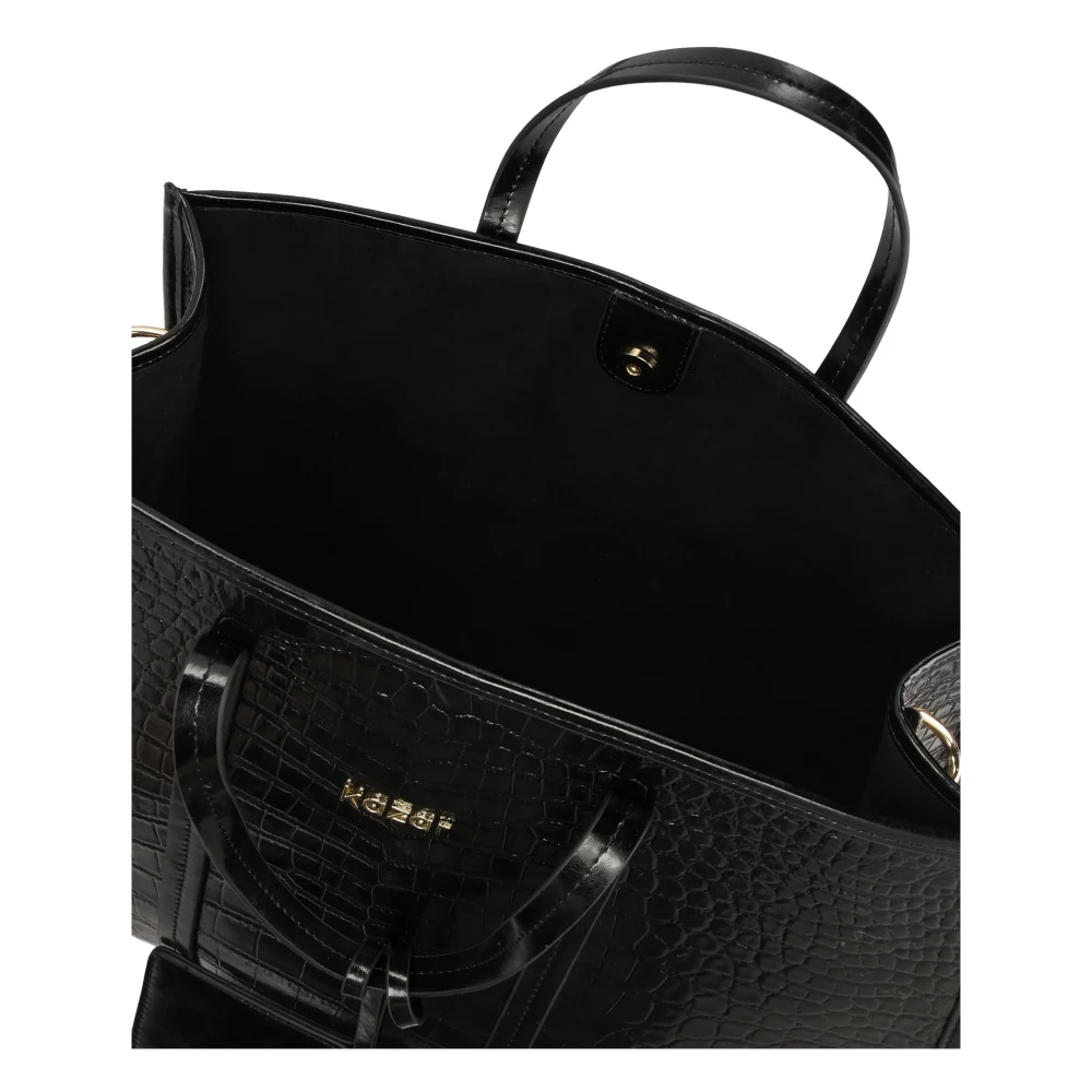 Kazar Grote leren handtas met exotisch patroon Black Dames