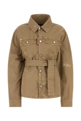 Beige Bomull Jacka Kjolar