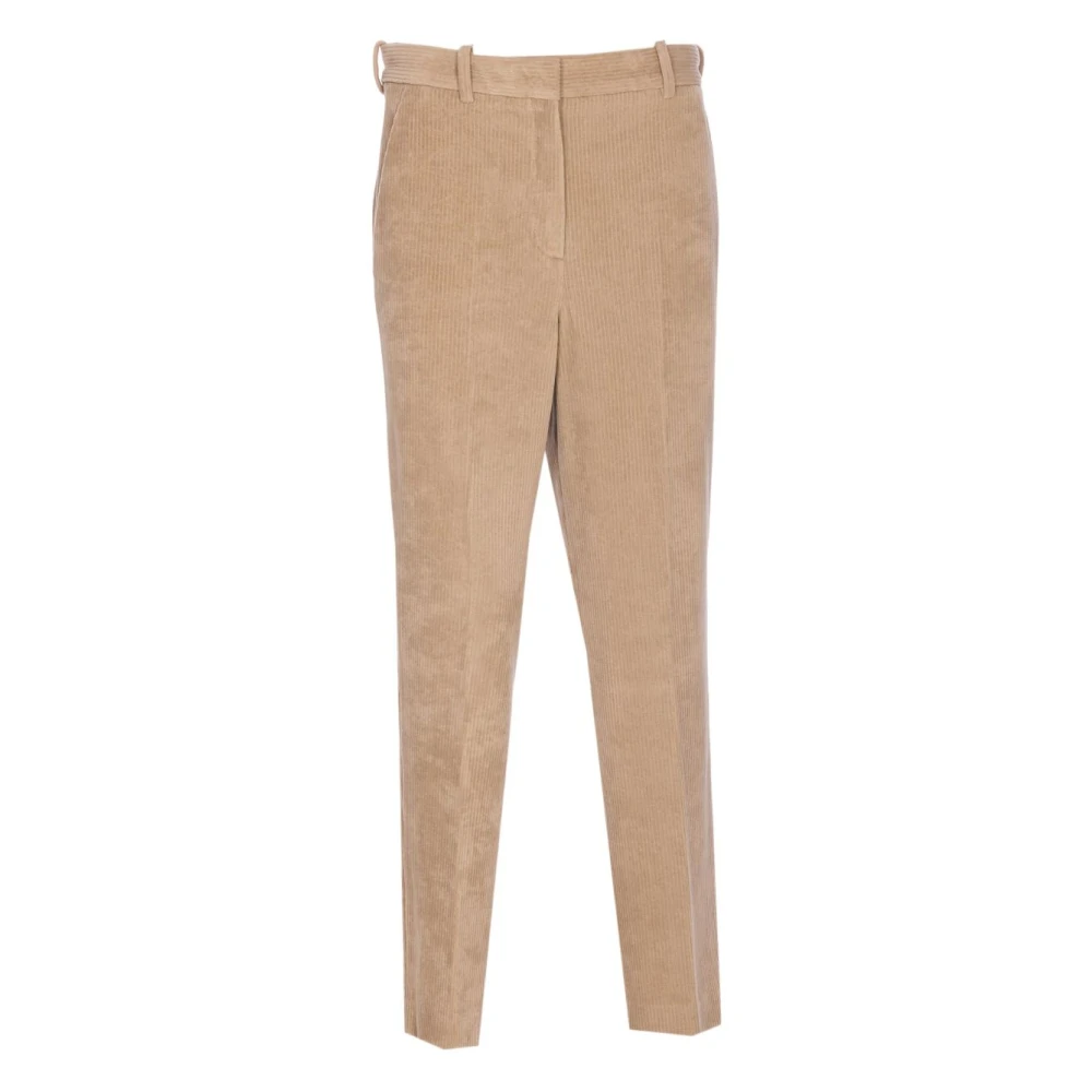 Circolo 1901 Women's Beige Slim-Fit Trousers, Xl, Corduroy Trousers With Pockets
