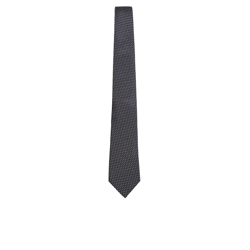 Canali Zijden stropdas met puntige punt en micro-gepatroon voering Black Heren