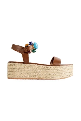 Rope and Leather Platform Sandals