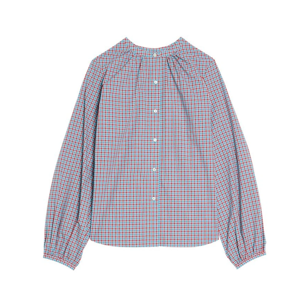 Ines De La Fressange Paris Turquoise Geruite Blouse Rechte Pasvorm Multicolor Dames