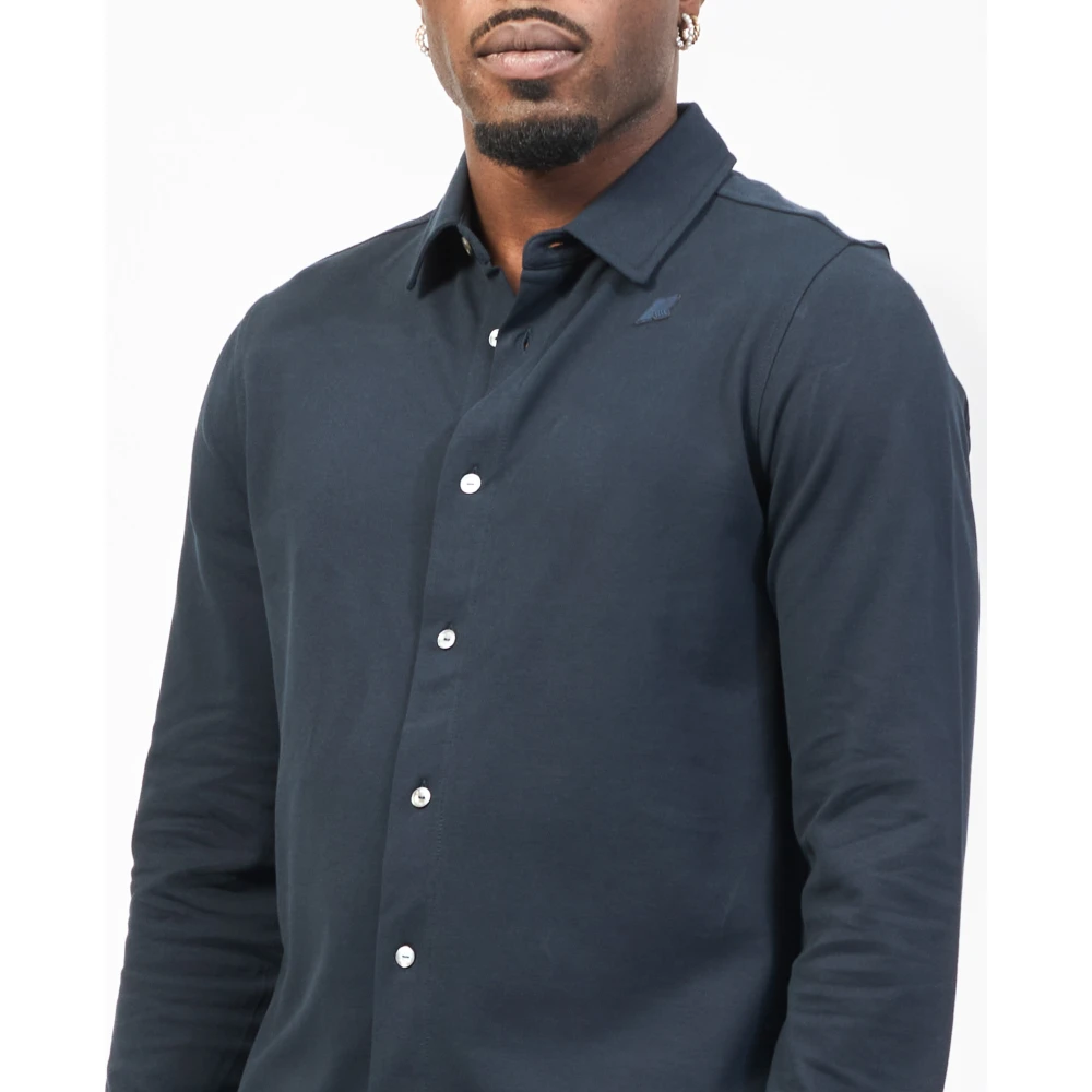 K-way Blauw Overhemd Lange Mouw Moderne Stijl Blue Heren
