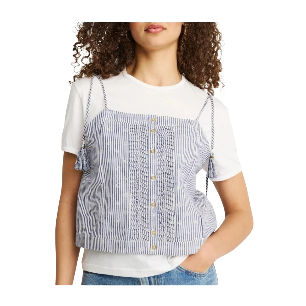 Pepe Jeans Women's Blue Striped Strap Top - Sleeveless Tops - Xs - Tops