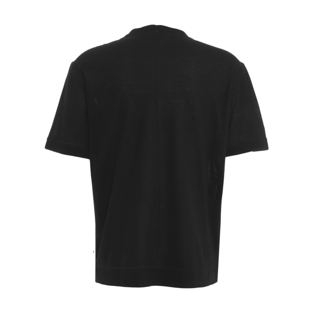 Paolo Pecora Zwart Jersey T-shirt met Logo Tag Black Heren
