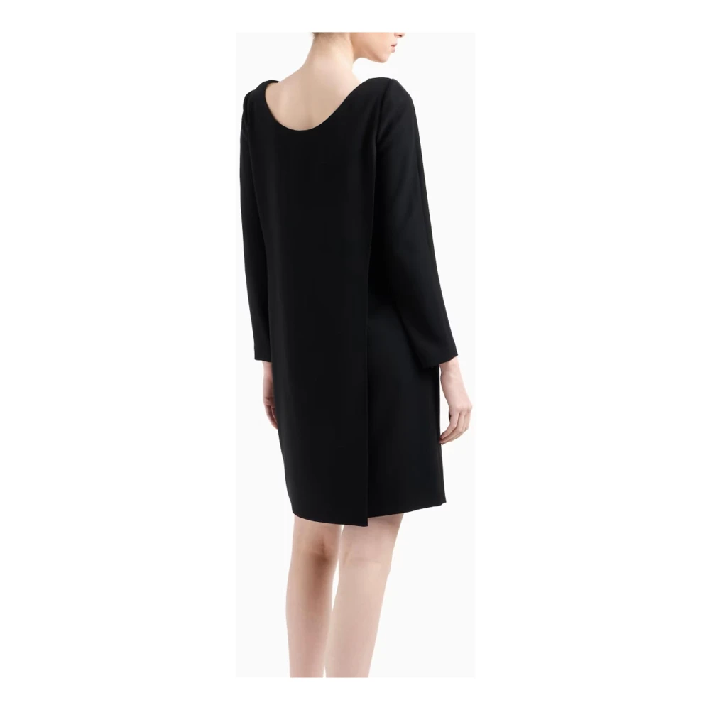 Emporio Armani Zwarte Lange Mouw Ronde Hals Jurk Black Dames