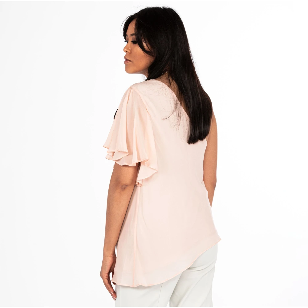 PATRIZIA PEPE Elegante One-Shoulder Blouse in Roze Pink Dames