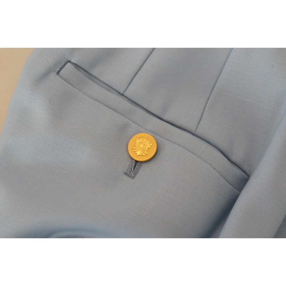 Dolce & Gabbana Elegante lichtblauwe broek van wol-zijde mix Blue Dames