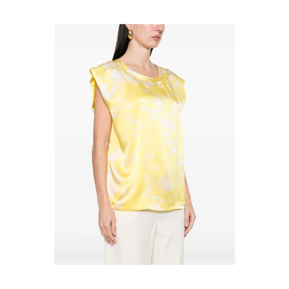 Fabiana Filippi Jasmijn Geel Bladprint Boothals Multicolor Dames
