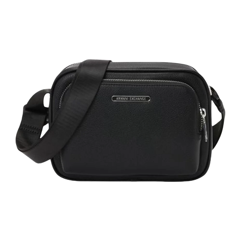 Armani Exchange Men's Black Crossbody Bag With Zipper - Cross Body Bags - One Size - Bags