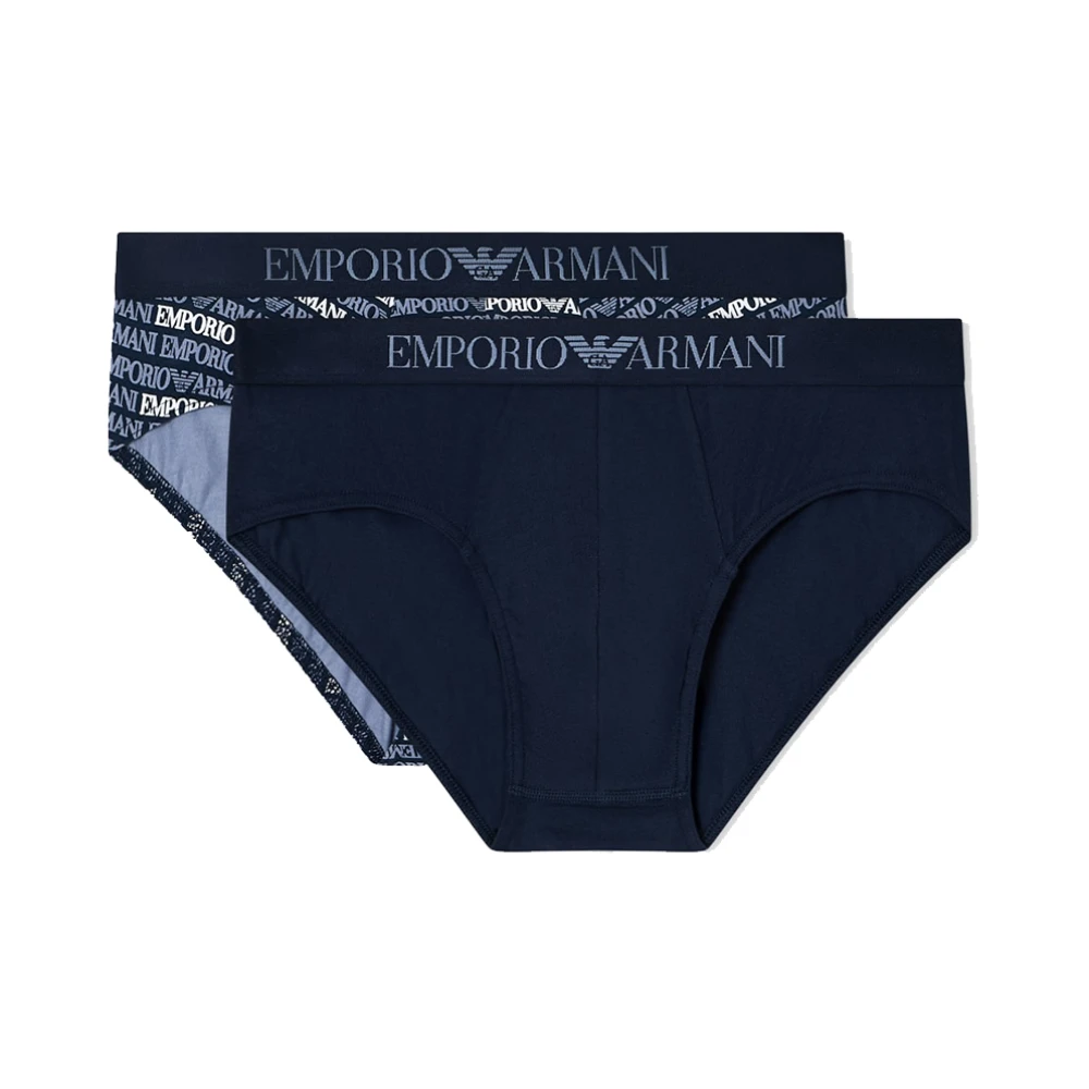 Emporio Armani Men's Multicolor Underpants, M, Stretch Cotton Briefs, 2-Pack