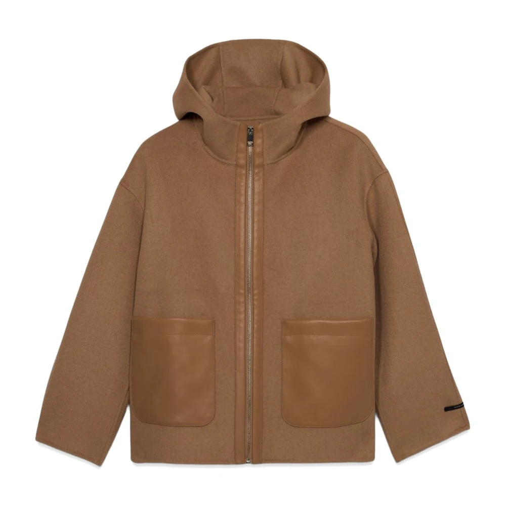 Oltre Stoffen jas met grote zakken Beige Dames