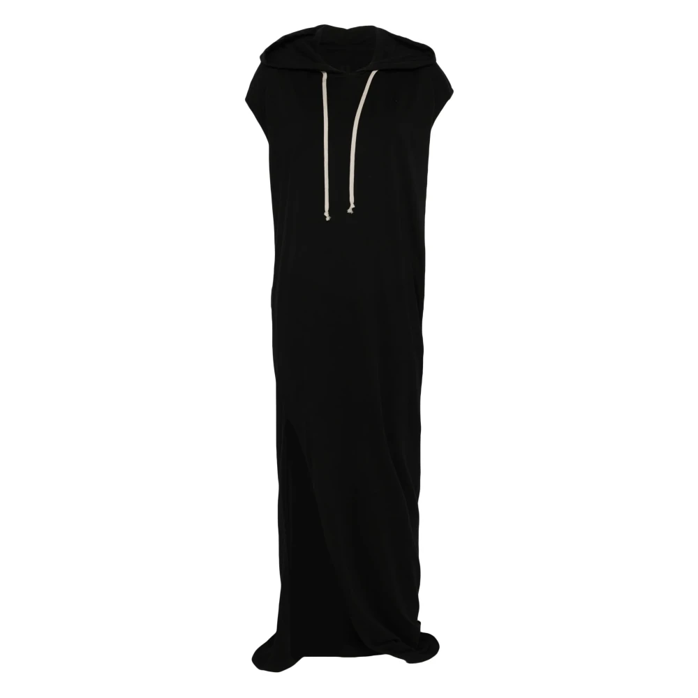 Rick Owens Jurk met capuchon en splitdetails Black Dames