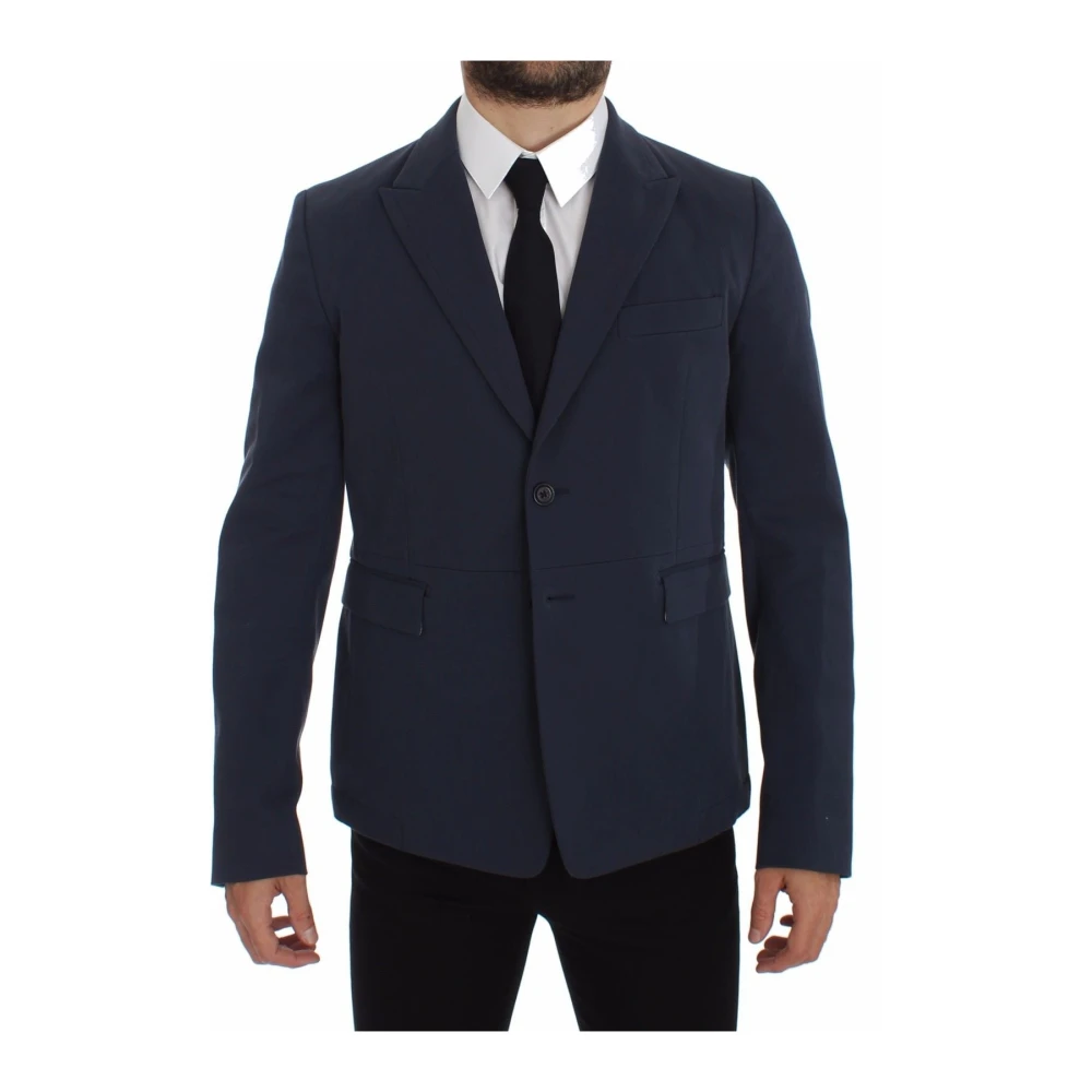 Dolce & Gabbana Men's Blue Blazers, M, Elegant Cotton Blend Blazer Jacket