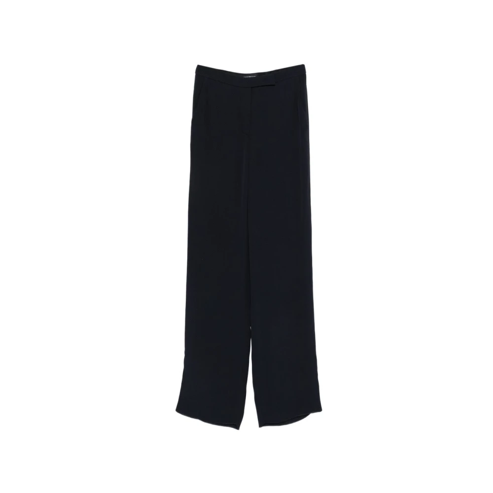 Emporio Armani Women's Blue Wide Trousers, 2XS, Icon Trousers In Fluid Armure Fabric