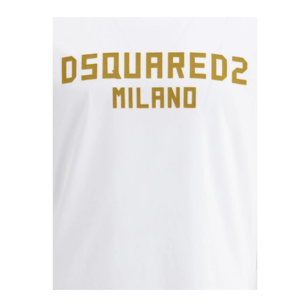 Dsquared2 Monogram Katoenen T-shirt met Geribbelde Ronde Hals White Heren