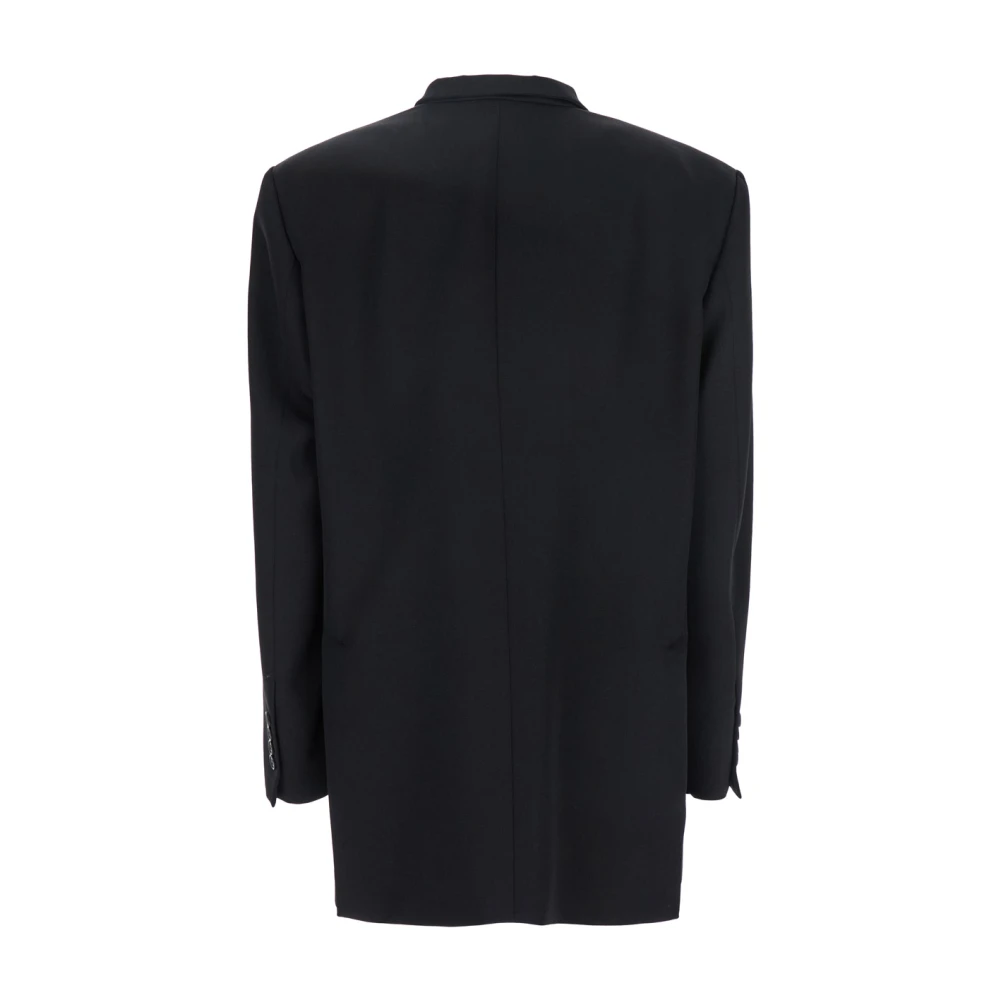The Attico Zwarte Wol Single-Breasted Jas Black Dames