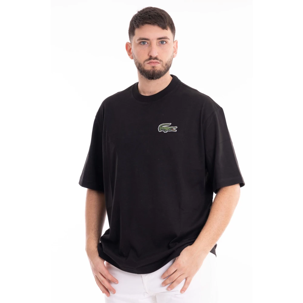Lacoste Zwarte T-shirts en Polos met Logo Patch Black