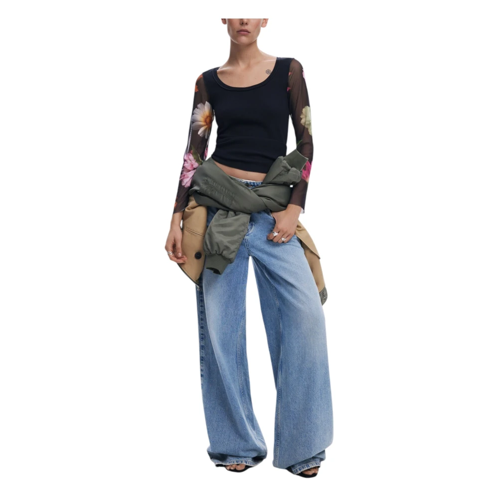 Desigual Lange Mouwen T-shirt Lente Zomer Collectie Black Dames