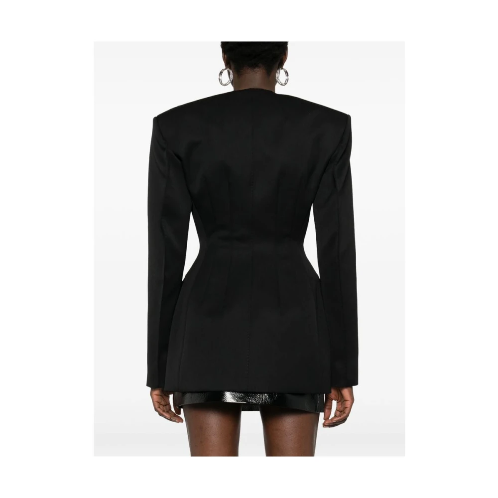 Wardrobe.nyc Zwarte double-breasted jas met ronde hals Black Dames