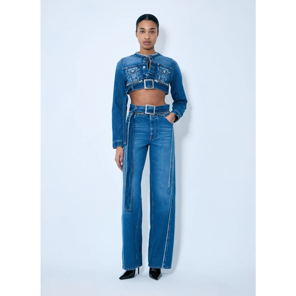 Jean Paul Gaultier Zip-Belt Denim Jeans Blue Dames