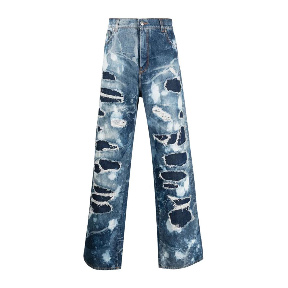 John Richmond Wijde broekspijp jeans van 100% katoen used effect Blue Heren