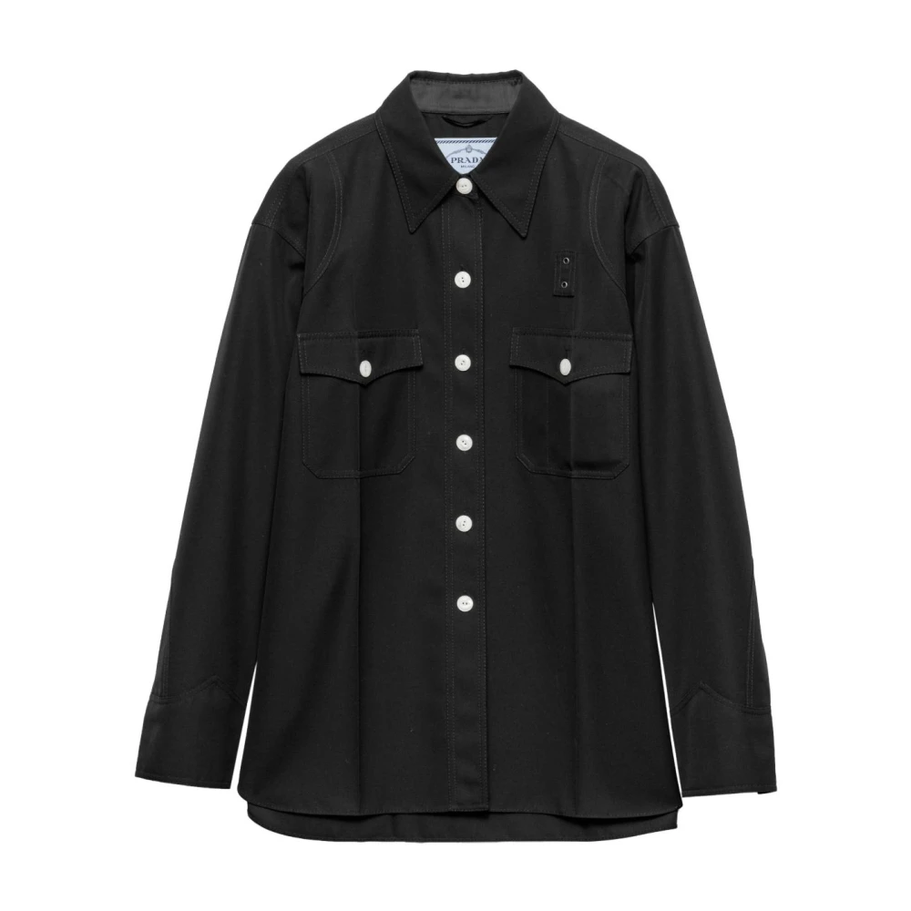 Prada Women's Black Button-Up Jacket With Pockets