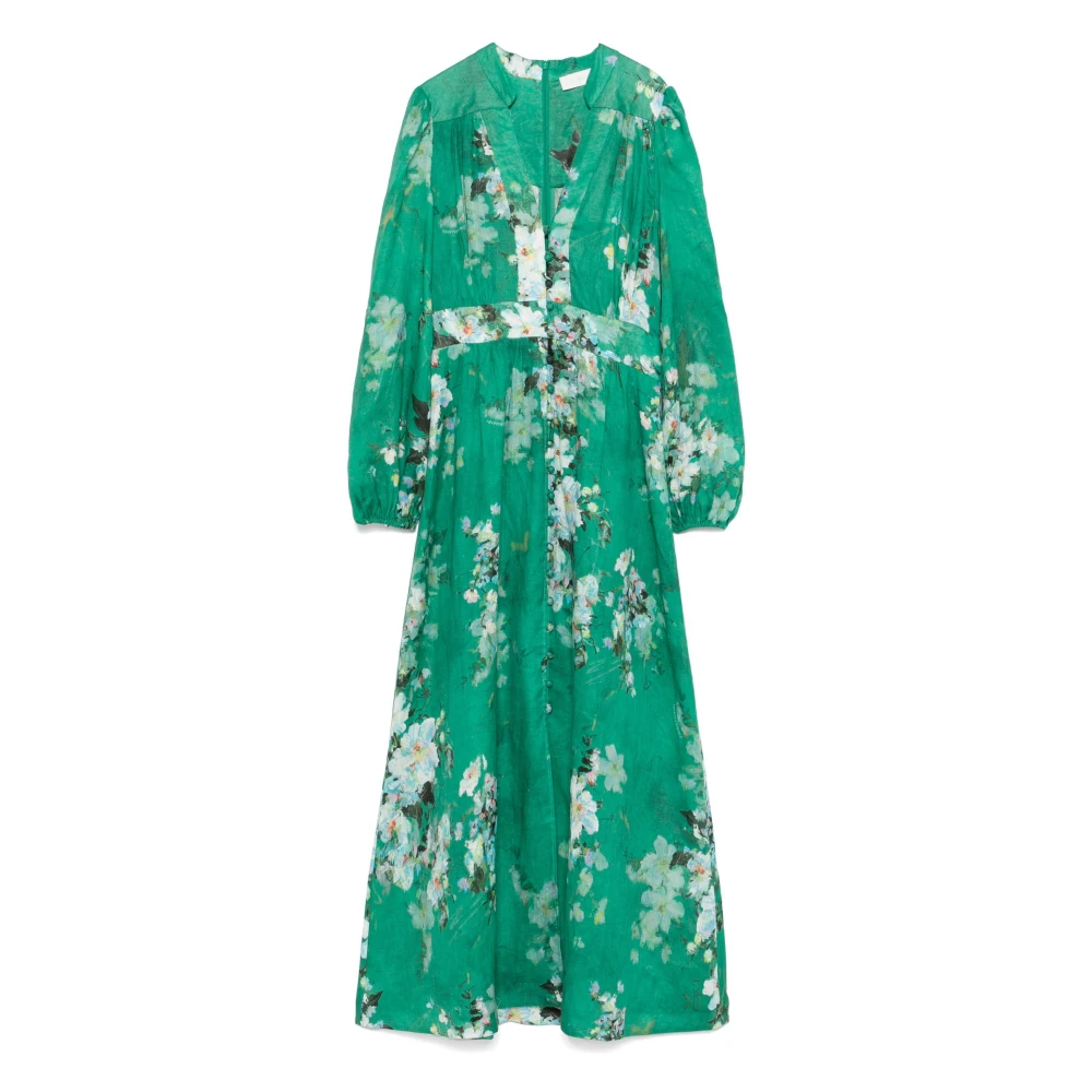 Zimmermann Groene Linnen Jurk Elegante Stijl Green Dames