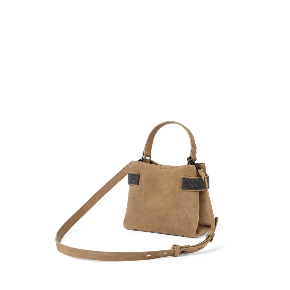 BRUNELLO CUCINELLI Bruine Schoudertas met Magnetische Sluiting Brown Dames
