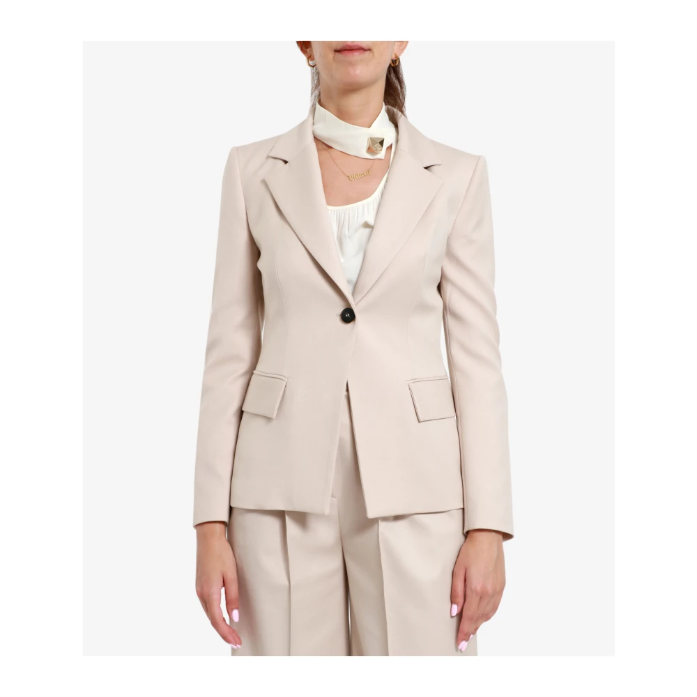Simona Corsellini V-hals Viscose Jas Room Beige Dames