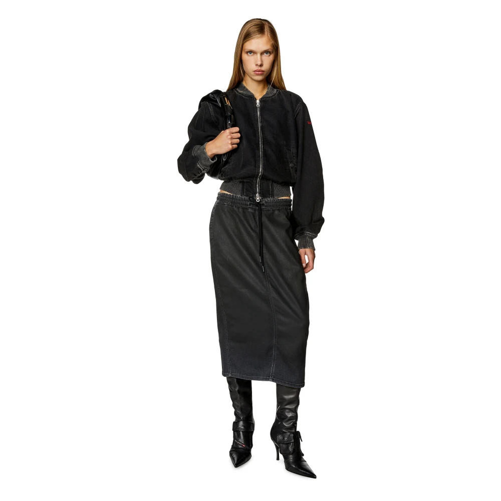 Diesel Skirt in coated denim Black Dames