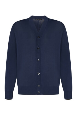 blue-v-neck-knit-cardigan