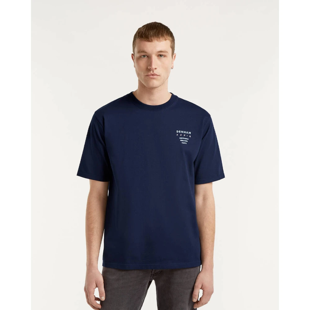 Denham The Jeanmaker Wave Tee Korte Mouw T-shirt Blue Heren