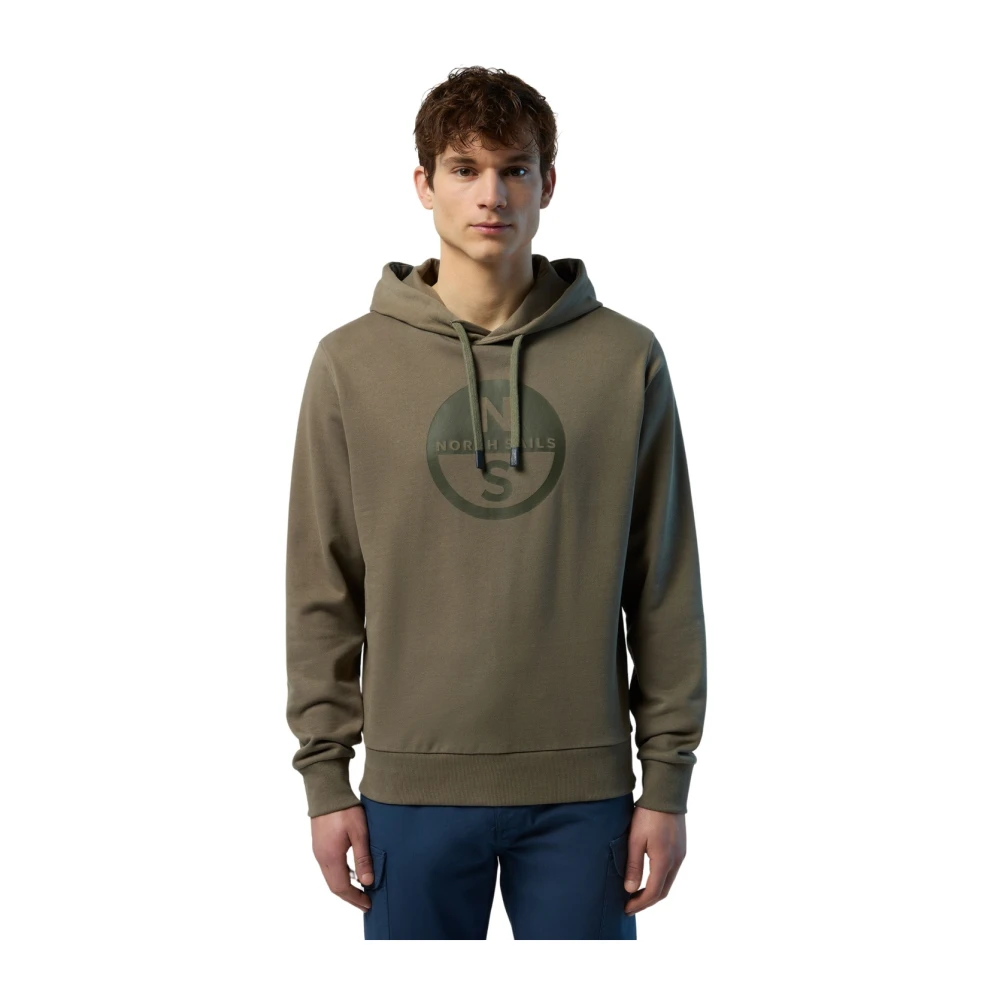 North Sails Men's Green Hoodies, Xl, Cotton Hoodie With Big Logo