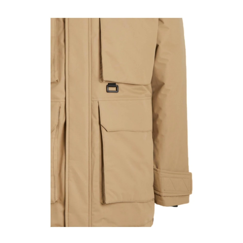jack & jones Winddichte Parka Jas met Bont Capuchon Brown Heren