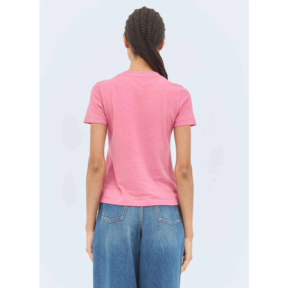 Chloé Katoen Logo T-shirt Korte Mouw Pink Dames