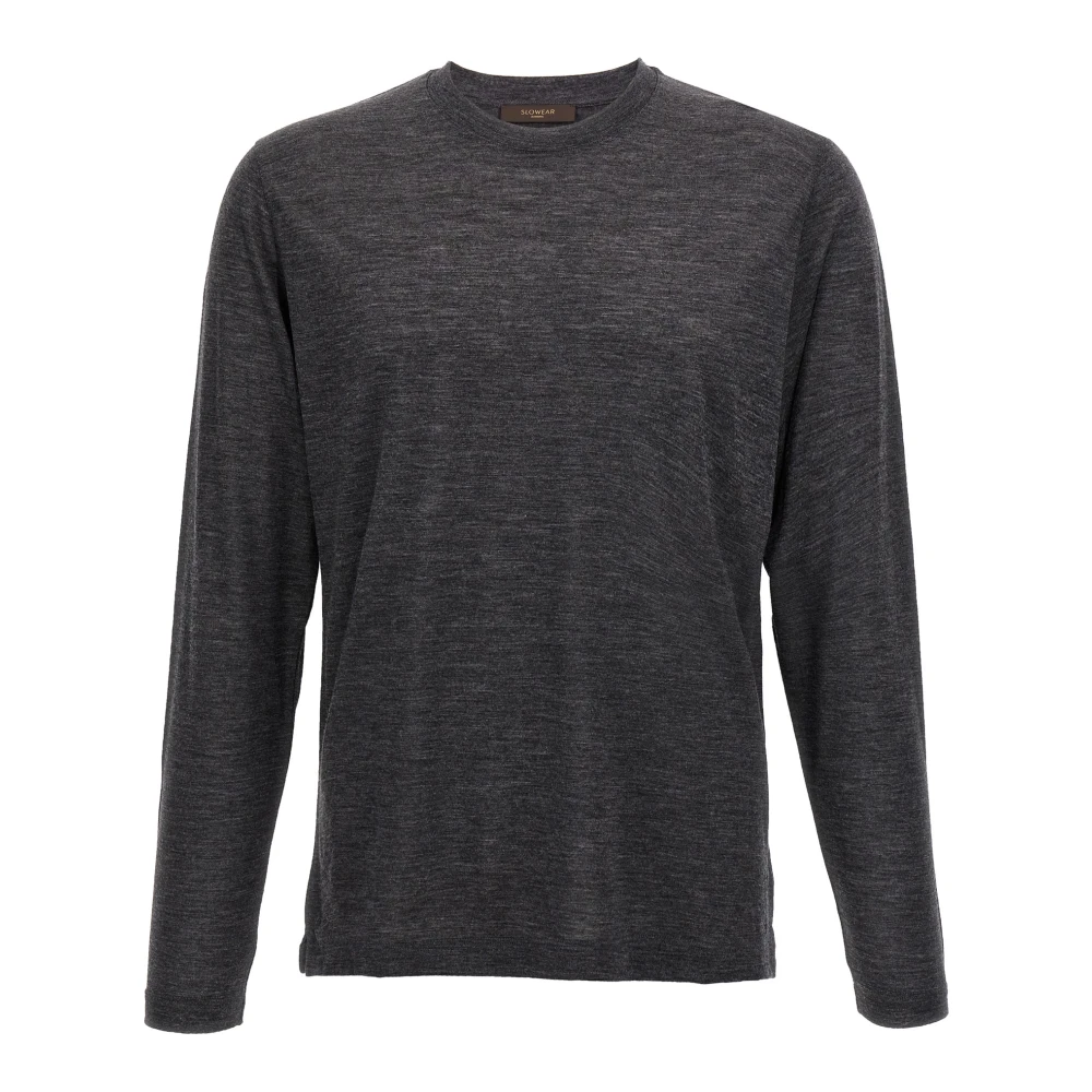 Zanone Gray Round-Neck Knitwear, Male, 2XL, Light Wool T-Shirt