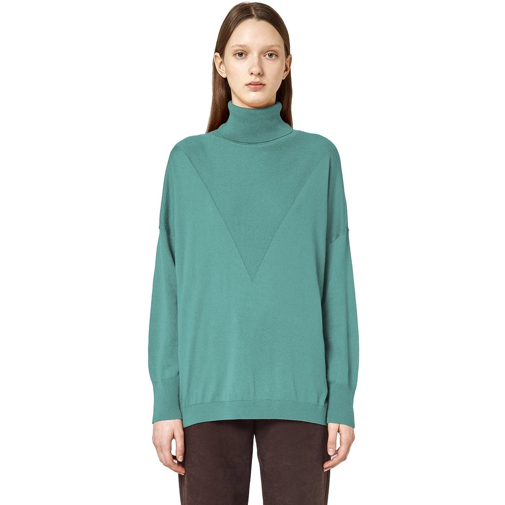Alpha Studio Zijde Kasjmier Intarsia Coltrui Trui Green Dames