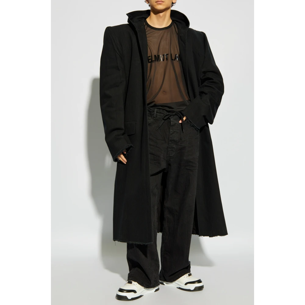 Helmut Lang Transparante T-shirt met Logo Black Heren