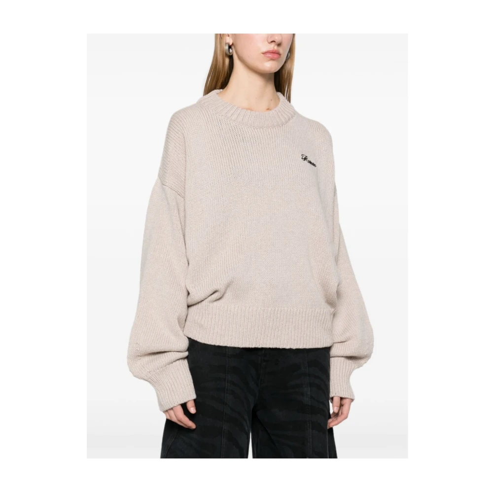 Rotate Birger Christensen Crewneck Gebreide Trui Beige Dames