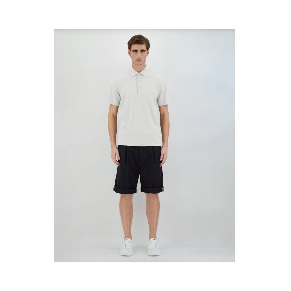 Herno Ademende Crepe Voile Jersey Polo Shirt White Heren